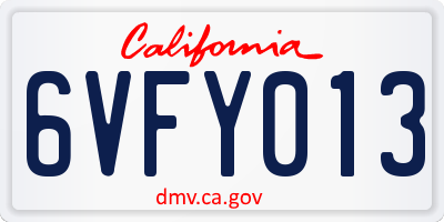CA license plate 6VFY013
