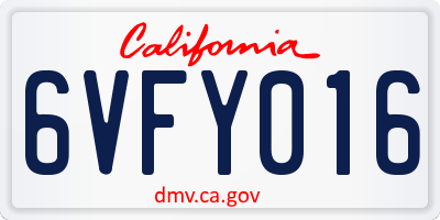 CA license plate 6VFY016