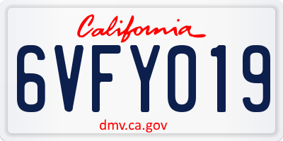 CA license plate 6VFY019
