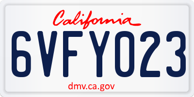 CA license plate 6VFY023
