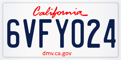 CA license plate 6VFY024