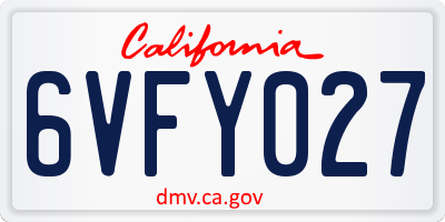 CA license plate 6VFY027
