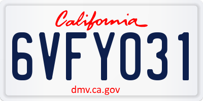 CA license plate 6VFY031