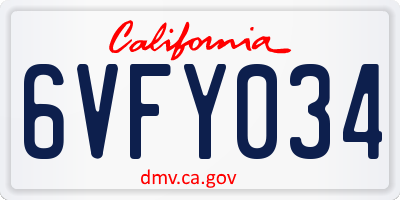 CA license plate 6VFY034