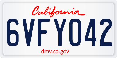 CA license plate 6VFY042