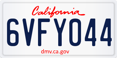 CA license plate 6VFY044