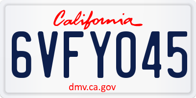 CA license plate 6VFY045