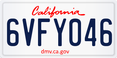 CA license plate 6VFY046