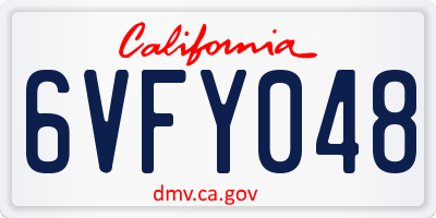 CA license plate 6VFY048
