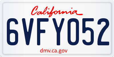 CA license plate 6VFY052