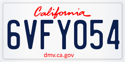 CA license plate 6VFY054