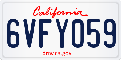 CA license plate 6VFY059