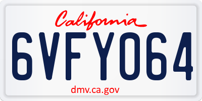 CA license plate 6VFY064