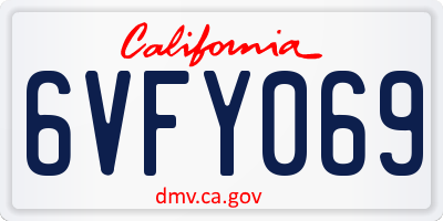 CA license plate 6VFY069