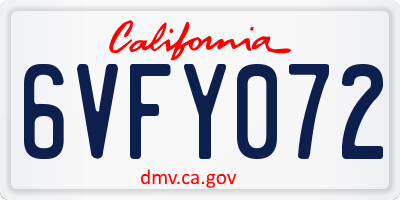 CA license plate 6VFY072