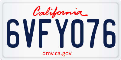 CA license plate 6VFY076
