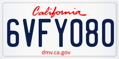 CA license plate 6VFY080