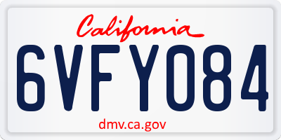 CA license plate 6VFY084