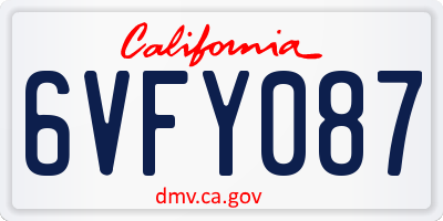 CA license plate 6VFY087