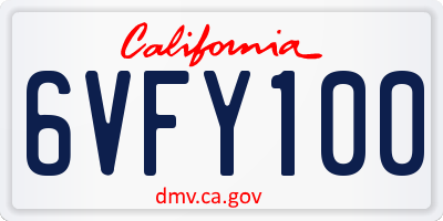 CA license plate 6VFY100