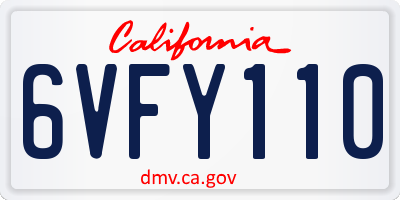 CA license plate 6VFY110