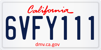 CA license plate 6VFY111