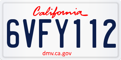 CA license plate 6VFY112