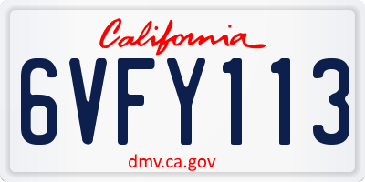 CA license plate 6VFY113