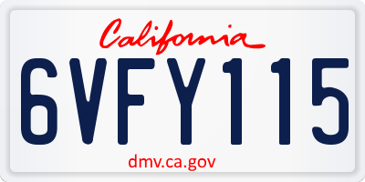 CA license plate 6VFY115