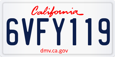 CA license plate 6VFY119