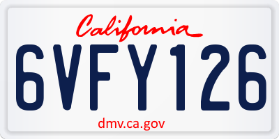 CA license plate 6VFY126