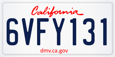 CA license plate 6VFY131