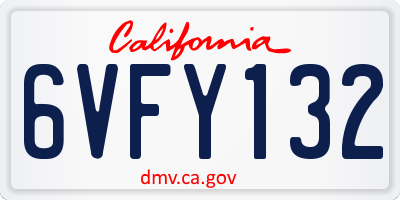 CA license plate 6VFY132