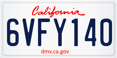 CA license plate 6VFY140