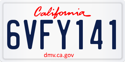 CA license plate 6VFY141