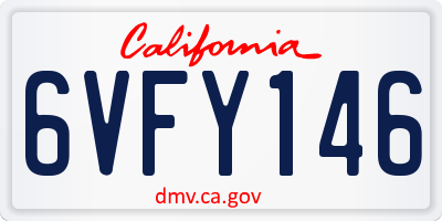CA license plate 6VFY146