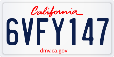 CA license plate 6VFY147