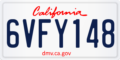 CA license plate 6VFY148