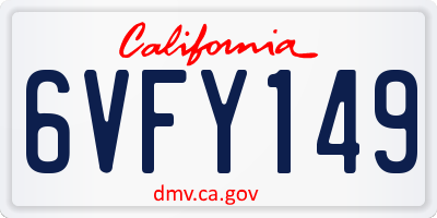CA license plate 6VFY149