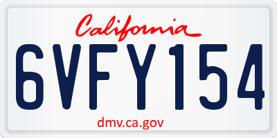 CA license plate 6VFY154