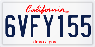 CA license plate 6VFY155