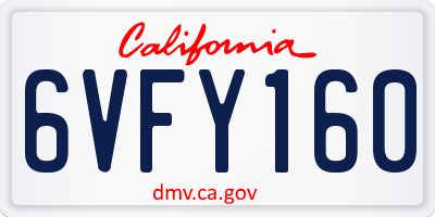 CA license plate 6VFY160