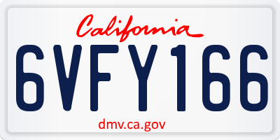 CA license plate 6VFY166