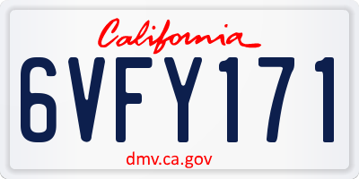 CA license plate 6VFY171
