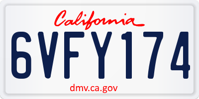 CA license plate 6VFY174