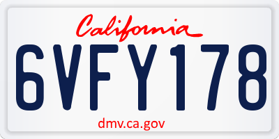 CA license plate 6VFY178