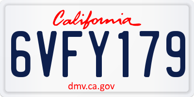 CA license plate 6VFY179