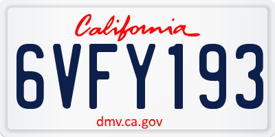 CA license plate 6VFY193