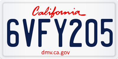 CA license plate 6VFY205