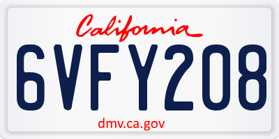 CA license plate 6VFY208